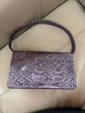 Purple Y2K Snake-Embossed Shoulder Bag